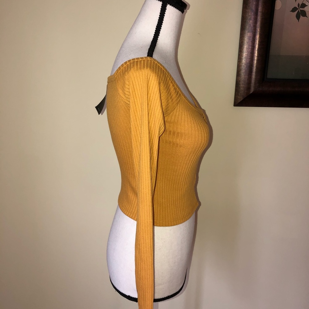 *SOLD* FOREVER 21 Crop Long Sleeve Yellow/Mustard Shirt Top🧡 - Picture 7 of 7